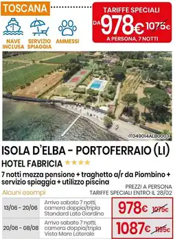Eurospin Isola d'elba - portoferraio (li) hotel fabricia 7 notti offerta