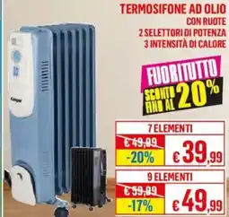 Satur Termosifone ad olio con ruote 2 selettori di potenza 3 intensità di calore 7 Elementi offerta