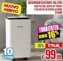 Satur Deumidificatore con filtro, display touch 2 velocità di ventilazione 245W offerta