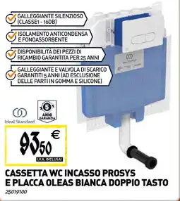 Tecnomat Cassetta wc incasso prosys e placca oleas bianca doppio tasto offerta