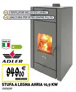 Tecnomat Adler stufa a legna ahria 10,9 KW offerta