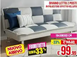 Satur Divano letto 2 posti in poliestere effetto velluto offerta