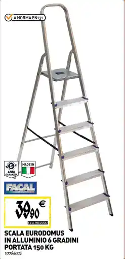 Tecnomat Scala eurodomus in alluminio 6 gradini portata offerta