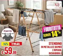 Satur Stendino in metallo e bambù 2 ripiani, richiudibile offerta