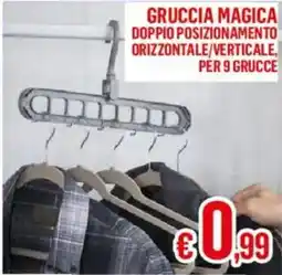 Satur Gruccia magica doppio posizionamento orizzontale/verticale, per 9 grucce offerta