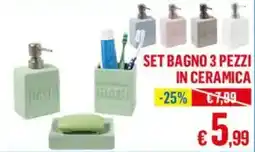 Satur Set bagno 3 pezzi in ceramica offerta