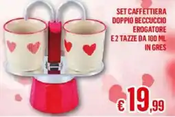 Satur Set caffettiera doppio beccuccio erogatore e 2 tazze da in gres offerta