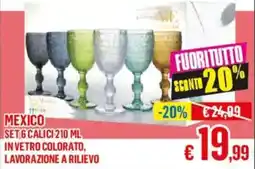 Satur Mexico set 6 calici 210 ml in vetro colorato, lavorazione a rilievo offerta