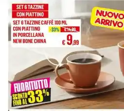 Satur Set 6 tazzine con piattino offerta