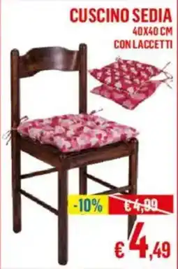 Satur Cuscino sedia 40x40 cm con laccetti offerta
