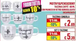 Satur Motivy&pensieriny tazzina caffè- con manico in vetro borosilicato incamiciato tazzina singola offerta