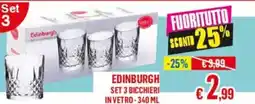Satur Edinburgh set 3 bicchieri in vetro offerta