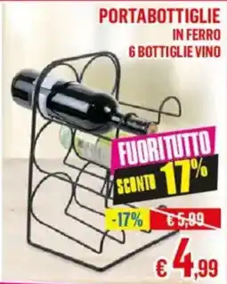 Satur Portabottiglie in ferro 6 bottiglie vino offerta