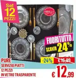 Satur Pure servizio piatti 12 pezzi in vetro trasparente offerta