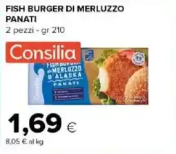 Tigre Amico Consilia fish burger di merluzzo panati offerta