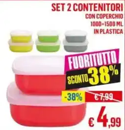 Satur Set 2 contenitori con coperchio in plastica offerta
