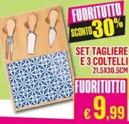 Satur Set tagliere e 3 coltelli 21,5x30,5cm offerta