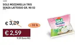 Prezzemolo e Vitale Sole mozzarella tris senza lattosio offerta