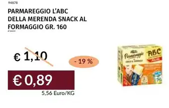 Prezzemolo e Vitale Parmareggio l'abc della merenda snack al formaggio offerta
