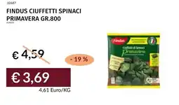 Prezzemolo e Vitale Findus ciuffetti spinaci primavera offerta