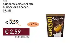 Prezzemolo e Vitale Grisbi colazione crema di nocciole e cacao offerta