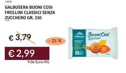 Prezzemolo e Vitale Galbusera buoni cosi frollini classici senza zucchero offerta