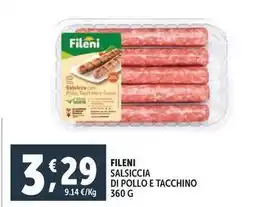 Deco Supermercati Fileni salsiccia di pollo e tacchino offerta