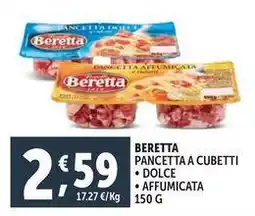 Deco Supermercati Beretta pancetta a cubetti, dolce e affumicata offerta