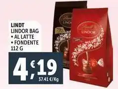 Deco Supermercati Lindt lindor bag al latte, fondente offerta