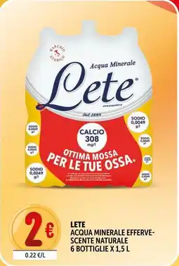Deco Supermercati Lete acqua minerale effervescente naturale 6 bottiglie offerta