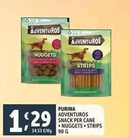 Deco Supermercati Purina adventuros snack per cane nuggets strips offerta