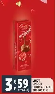 Deco Supermercati Lindt lindor cuori al latte tubino offerta
