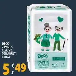 Deco Supermercati Decò 7 pants classic per adulti large offerta