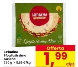 Interspar 3 Piadine Sfogliatissima Olio Loriana offerta