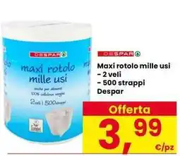Interspar Maxi rotolo mille usi - 2 veli - 500 strappi Despar offerta