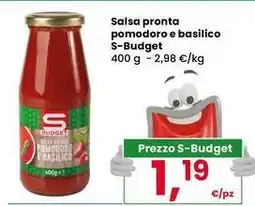 Interspar Salsa pronta pomodoro e basilico S-Budget offerta