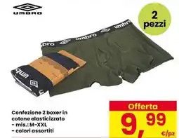 Interspar UMBRO Confezione 2 boxer in cotone elasticizzato offerta