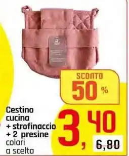 Famila Superstore Cestino cucina + strofinaccio + 2 presine offerta