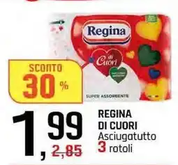 Famila Superstore REGINA DI CUORI Asciugatutto 3 rotoli offerta