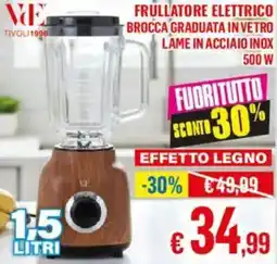 Satur Frullatore elettrico brocca graduata in vetro lame in acciaio inox 500W offerta