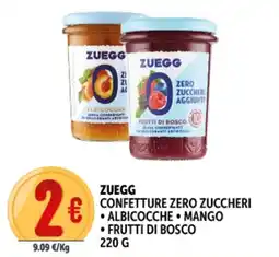 Deco Supermercati Zuegg confetture zero zuccheri albicocche mango frutti di bosco offerta
