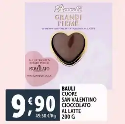 Deco Supermercati Bauli cuore san valentino cioccolato al latte offerta