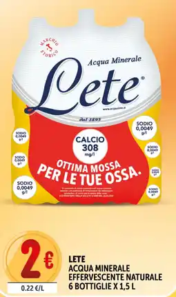 Deco Supermercati Lete acqua minerale effervescente naturale offerta