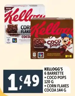 Deco Supermercati Kellogg's 6 barrette coco pops corn flakes cocoa offerta