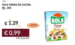 Prezzemolo e Vitale Sole panna da cucina offerta