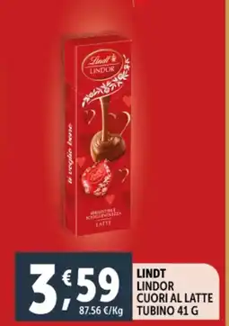 Deco Supermercati Lindt lindor cuori al latte tubino offerta