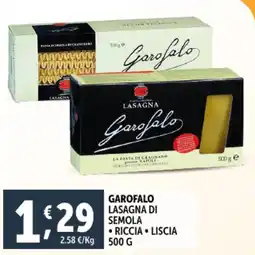 Deco Supermercati Garofalo lasagna di semola riccia liscia offerta
