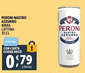 Deco Supermercati Peroni nastro azzurro birra lattina offerta