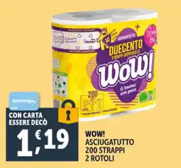 Deco Supermercati Wow! asciugatutto 200 strappi 2 rotoli offerta