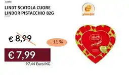 Prezzemolo e Vitale Lindt scatola cuore lindor pistacchio offerta